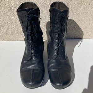 Wolky black leather lace up classic boots, Size 9, look like new.